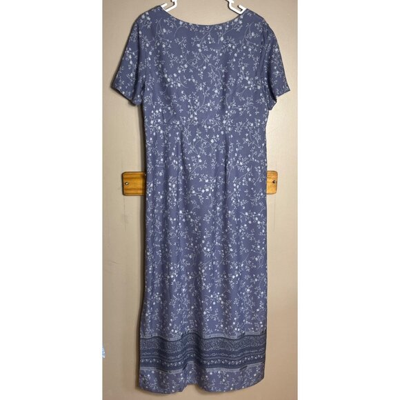 Eddie Bauer Dress Blue Vtg Maxi Rayon Cottage Modest Grunge Teacher Women 12 - Picture 2 of 9